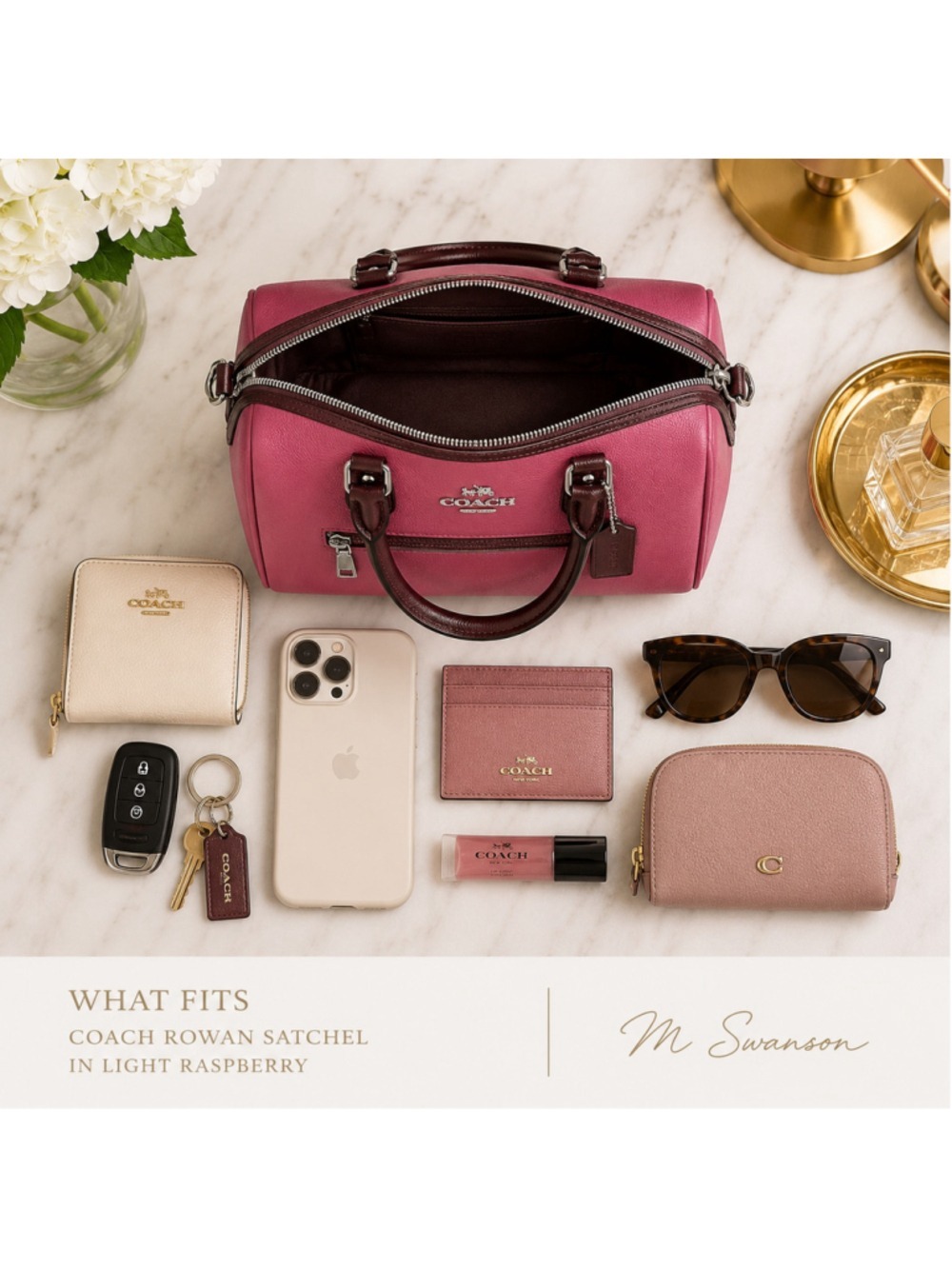 NEW Coach Rowan Satchel Light Raspberry Multi Crossgrain Leather CH317 | NWOT - Picture 6 of 8